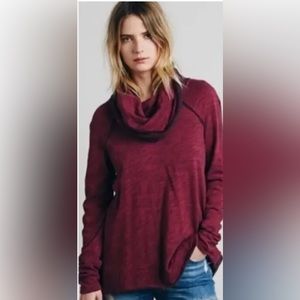 Free People Beach Womens Cocoon Cowl Neck Long Sleeve Shirt One Size